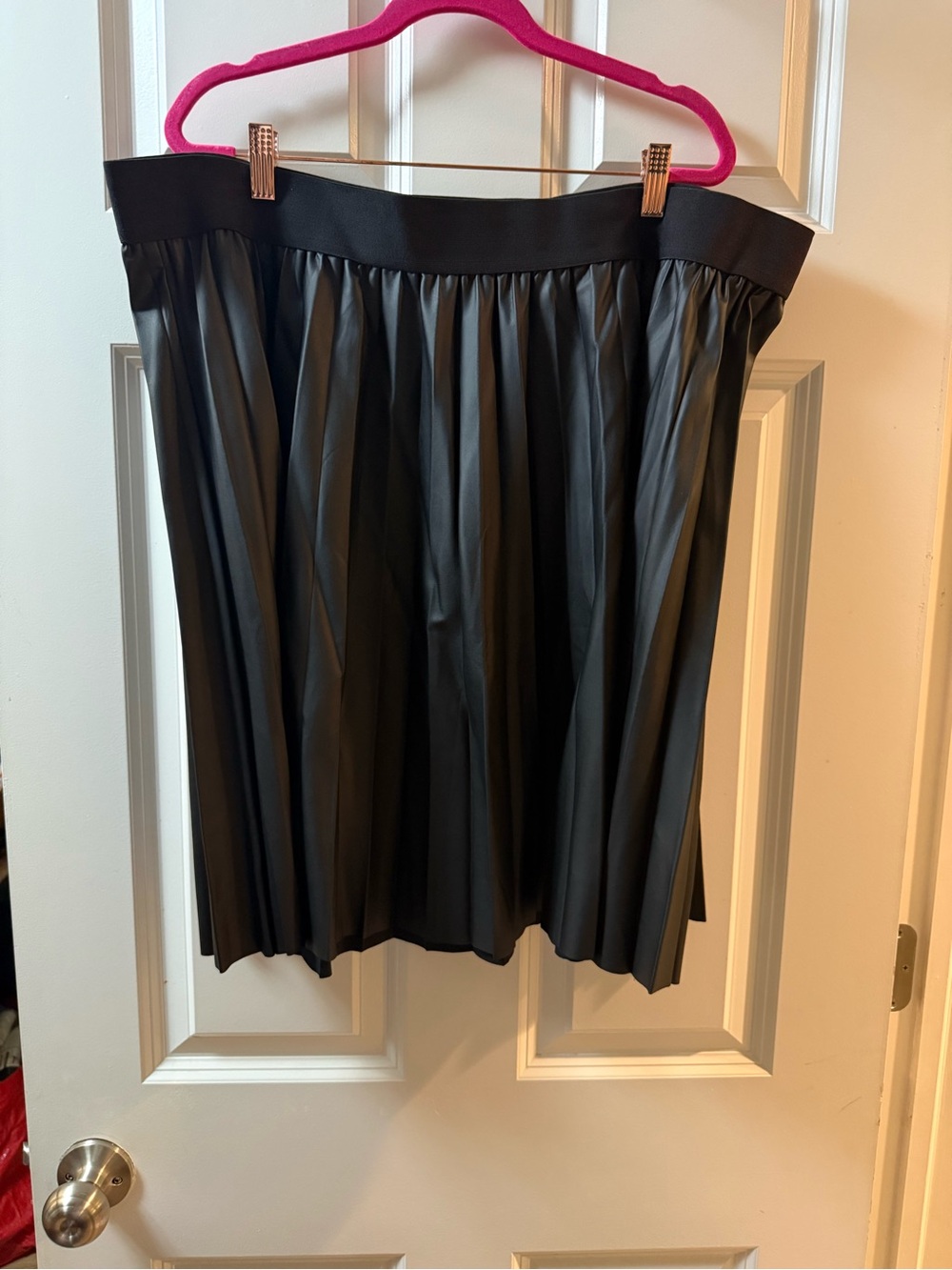 torrid Black Pleated Faux-Leather Midi Skirt